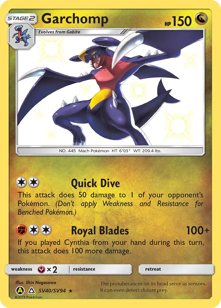 Garchomp Shiny rare Pokemon card #SV40 from Hidden Fates Shiny Vault
