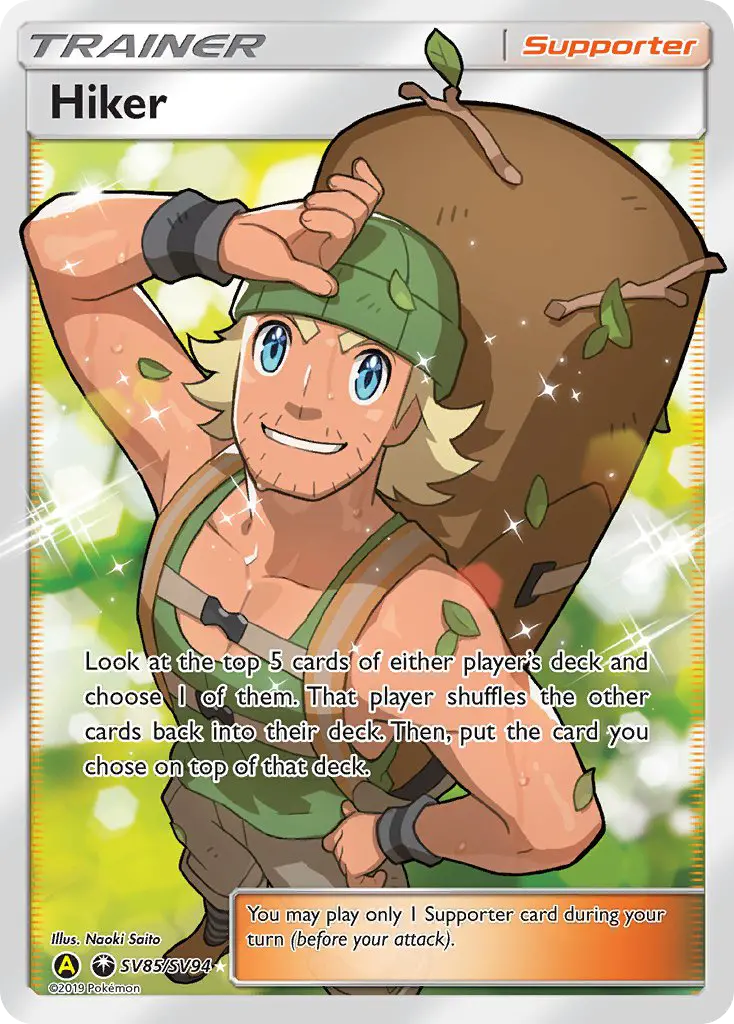Hiker Shiny rare Pokemon card #SV85 from Hidden Fates Shiny Vault