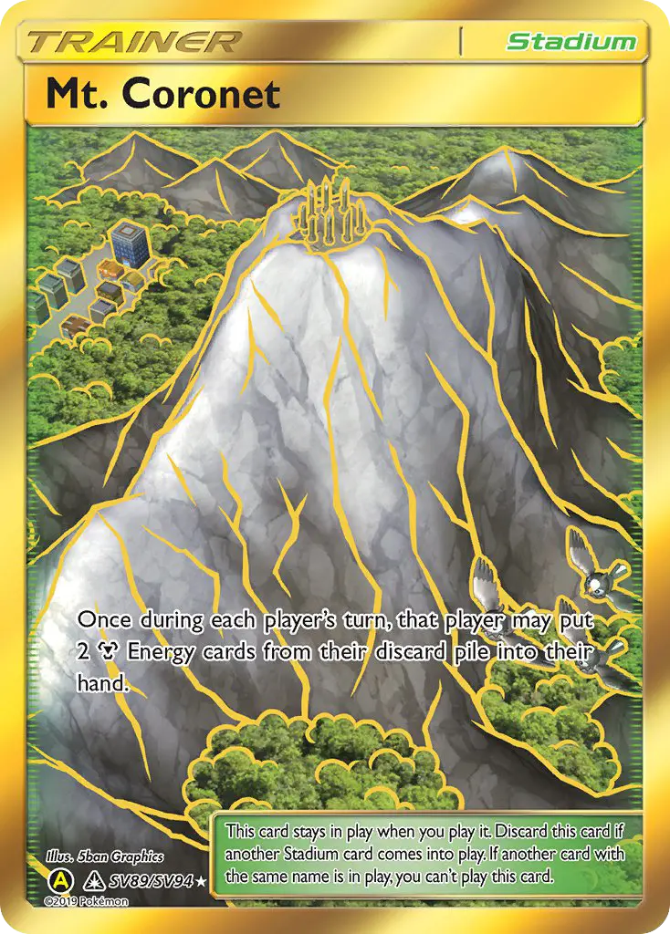 Mt. Coronet Secret Rare Pokemon card #SV89 from Hidden Fates Shiny Vault