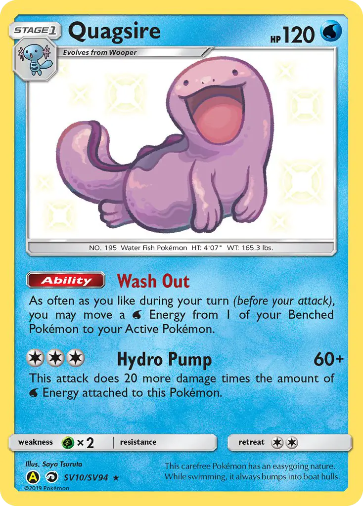 Quagsire Shiny rare Pokemon card #SV10 from Hidden Fates Shiny Vault