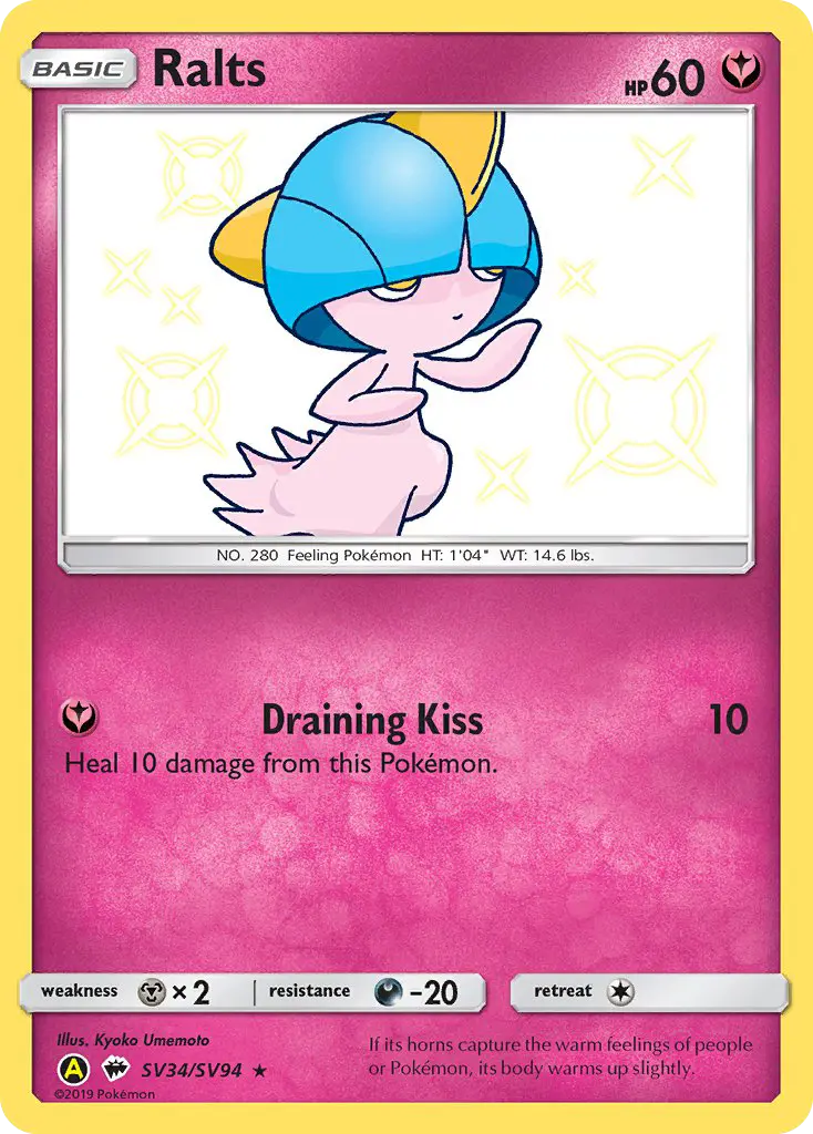 Ralts Shiny rare Pokemon card #SV34 from Hidden Fates Shiny Vault