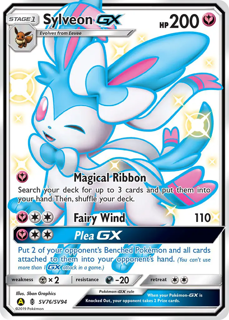 Sylveon-GX Shiny rare Pokemon card #SV76 from Hidden Fates Shiny Vault