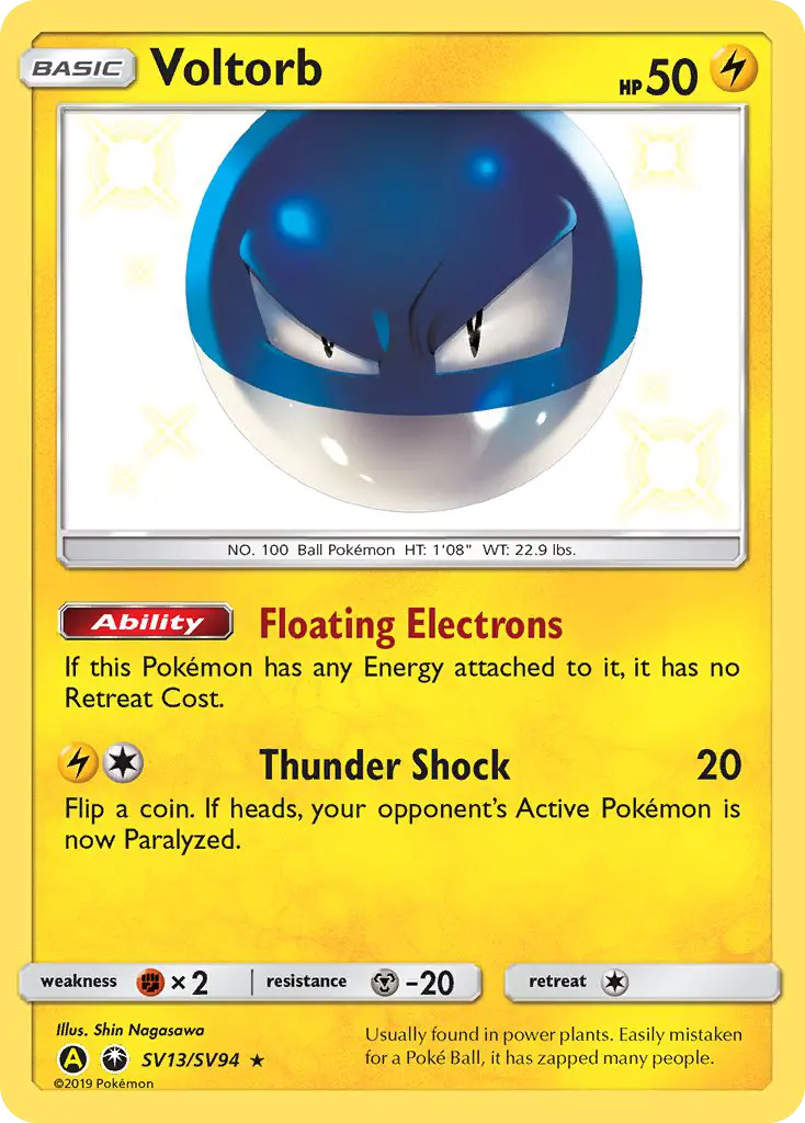 Voltorb Shiny rare Pokemon card #SV13 from Hidden Fates Shiny Vault