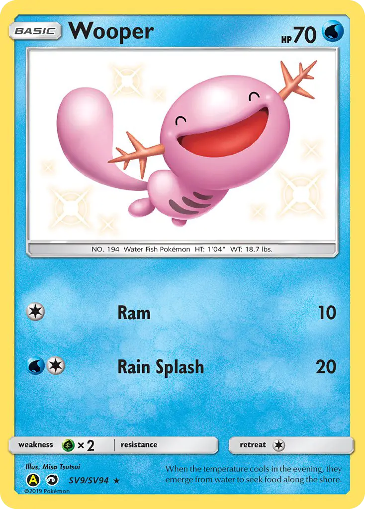 Wooper Shiny rare Pokemon card #SV9 from Hidden Fates Shiny Vault