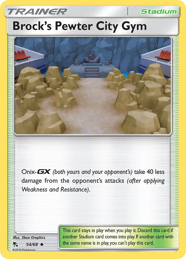 Brock’s Pewter City Gym Uncommon Pokemon card #54 from Hidden Fates