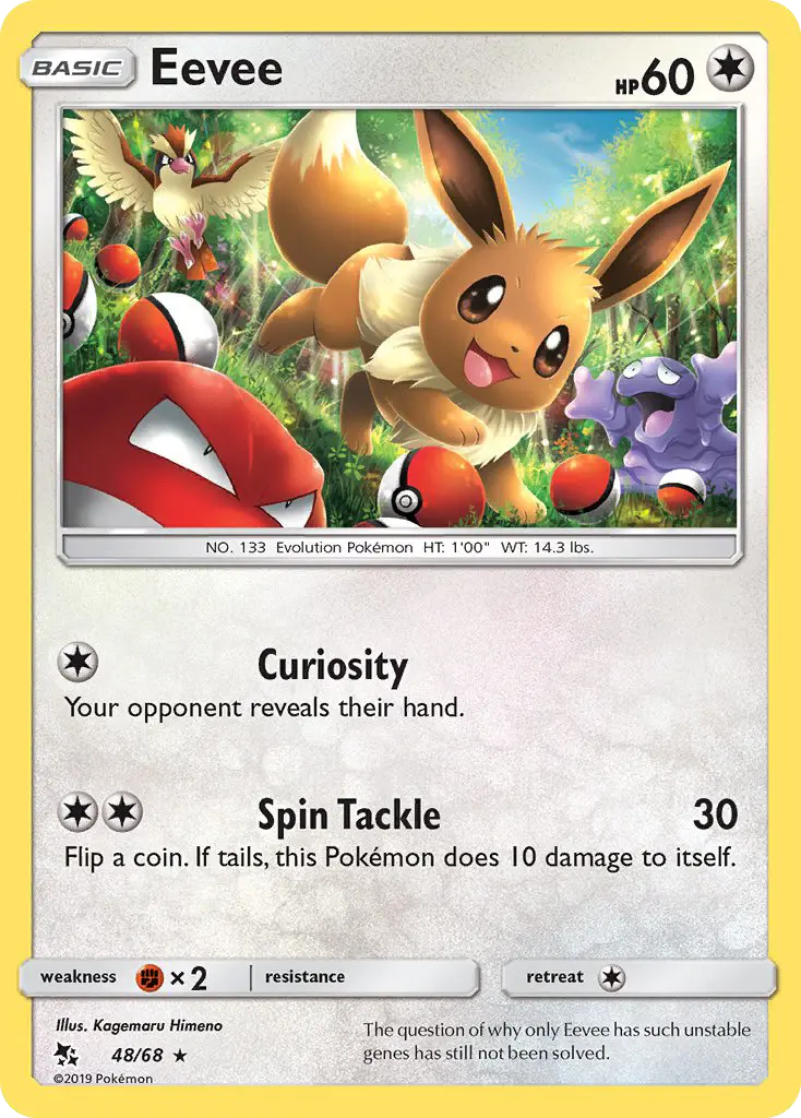 Eevee Rare Pokemon card #48 from Hidden Fates