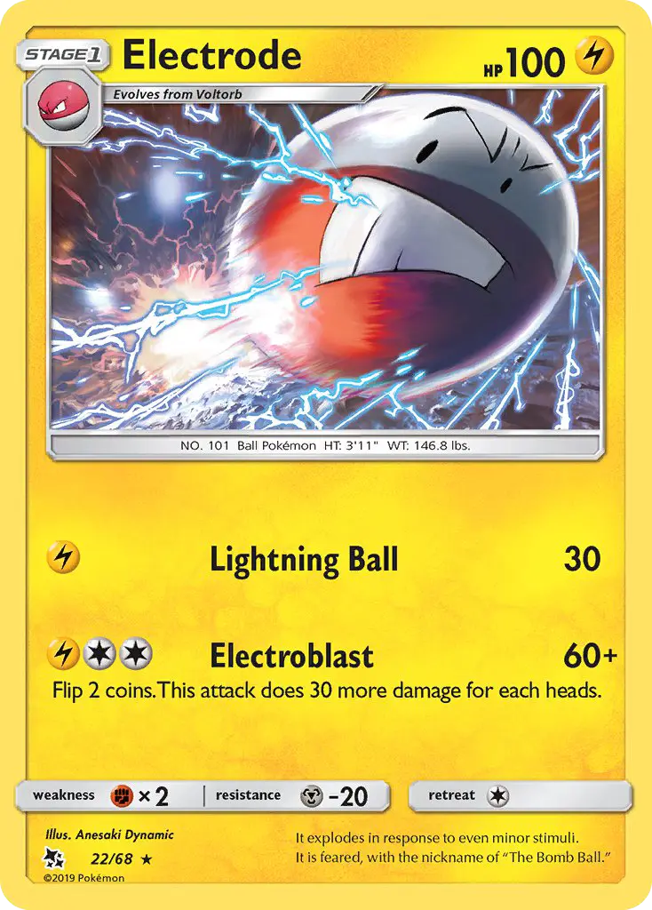 Electrode Rare Pokemon card #22 from Hidden Fates