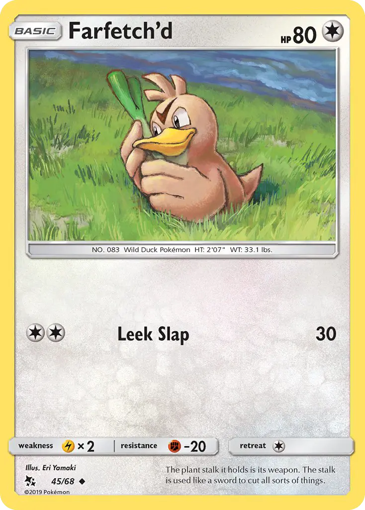 Farfetch’d Uncommon Pokemon card #45 from Hidden Fates