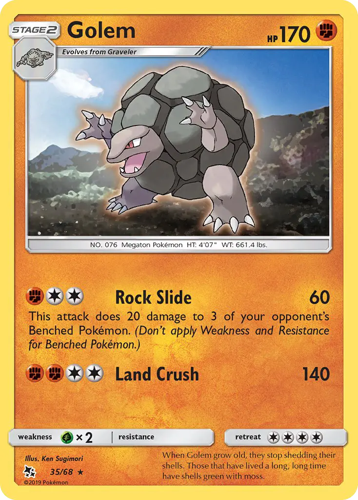 Golem Rare Pokemon card #35 from Hidden Fates