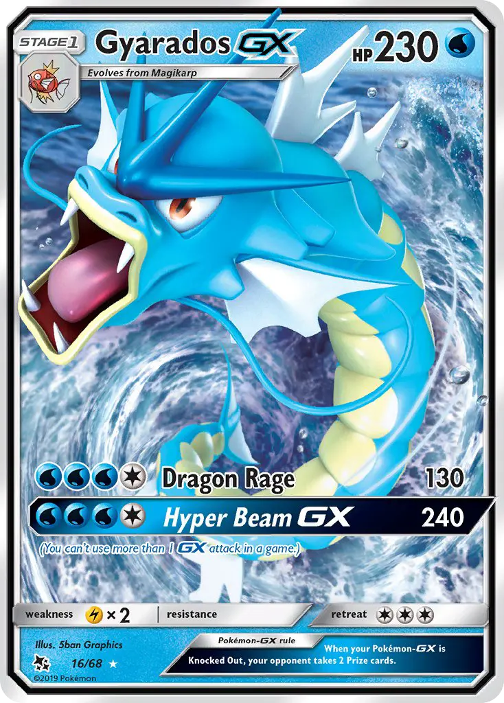Gyarados GX Ultra Rare Pokemon card #16 from Hidden Fates