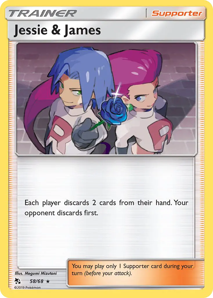 Jessie & James Rare Pokemon card #58 from Hidden Fates