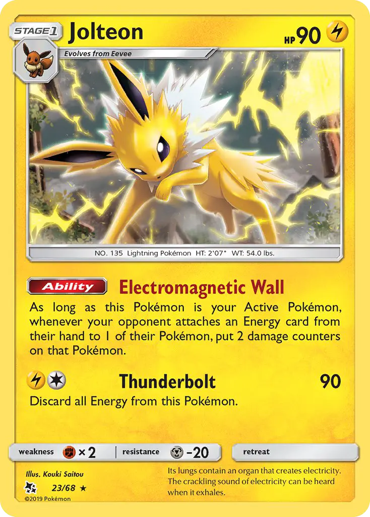 Jolteon Rare Pokemon card #23 from Hidden Fates