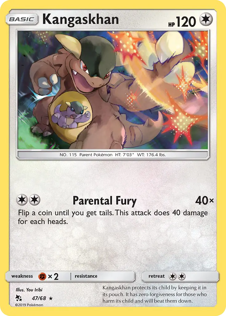 Kangaskhan Rare Pokemon card #47 from Hidden Fates