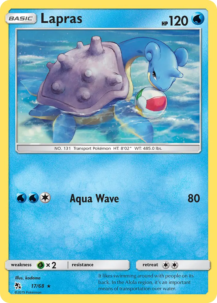 Lapras Rare Pokemon card #17 from Hidden Fates