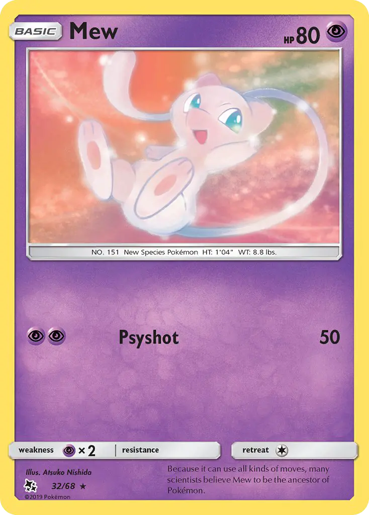 Mew Rare Pokemon card #32 from Hidden Fates