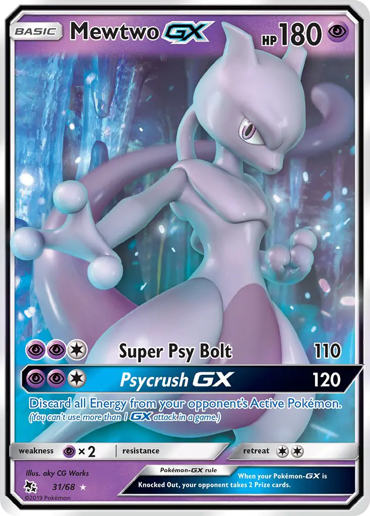 Mewtwo GX Ultra Rare Pokemon card #31 from Hidden Fates