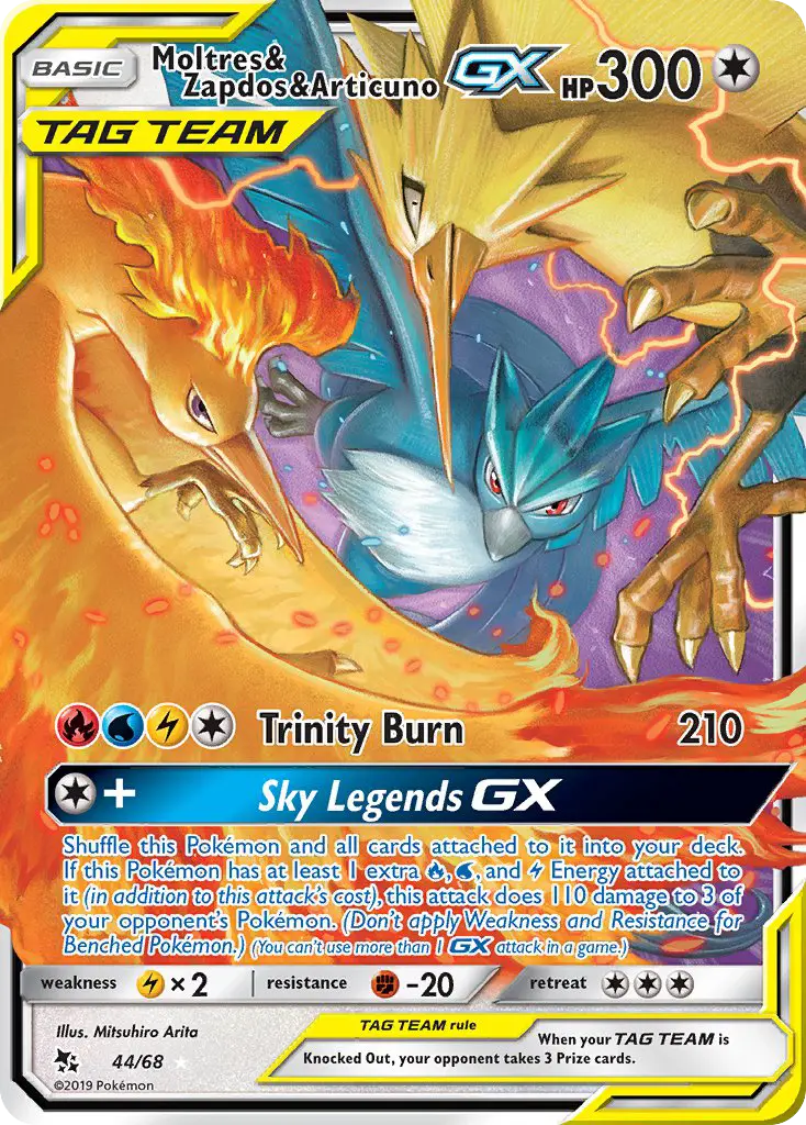 Moltres & Zapdos & Articuno GX Ultra Rare Pokemon card #44 from Hidden Fates