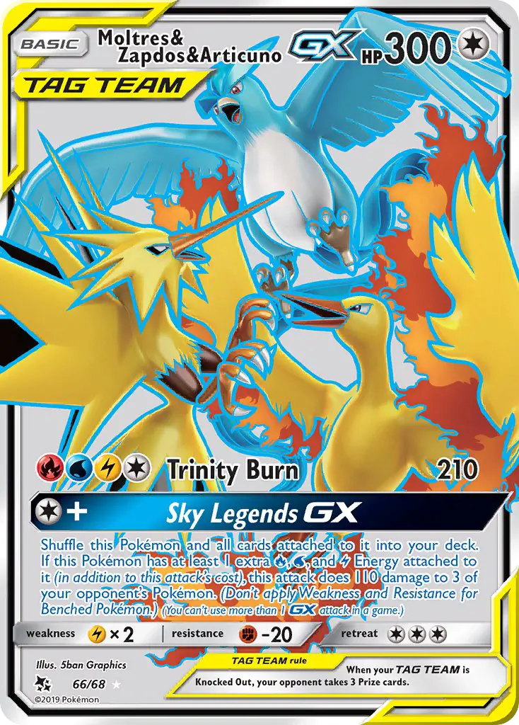 Moltres & Zapdos & Articuno GX Ultra Rare Pokemon card #66 from Hidden Fates