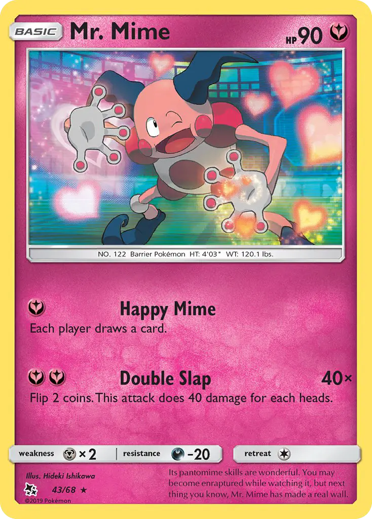 Mr. Mime Rare Pokemon card #43 from Hidden Fates