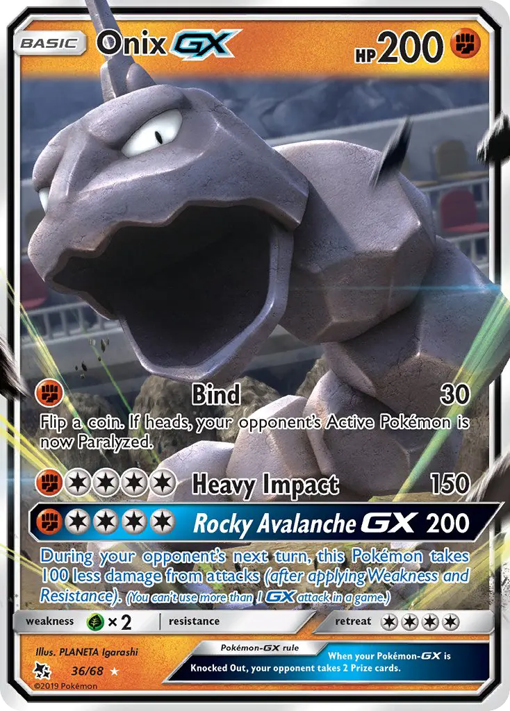 Onix GX Ultra Rare Pokemon card #36 from Hidden Fates