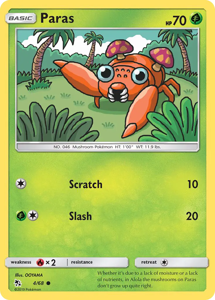 Paras Common Pokemon card #4 from Hidden Fates