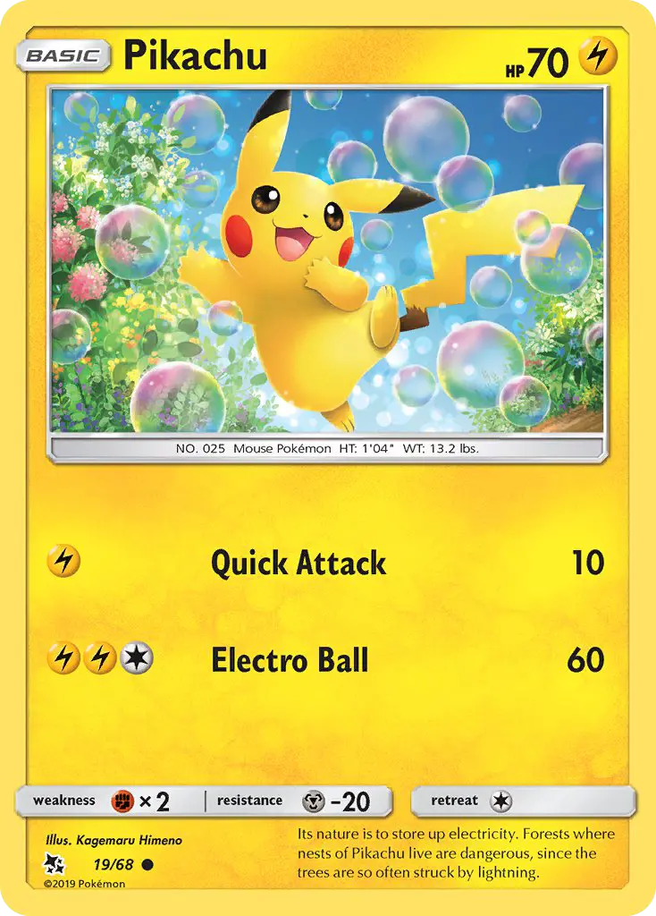 Pikachu Common Pokemon card #19 from Hidden Fates