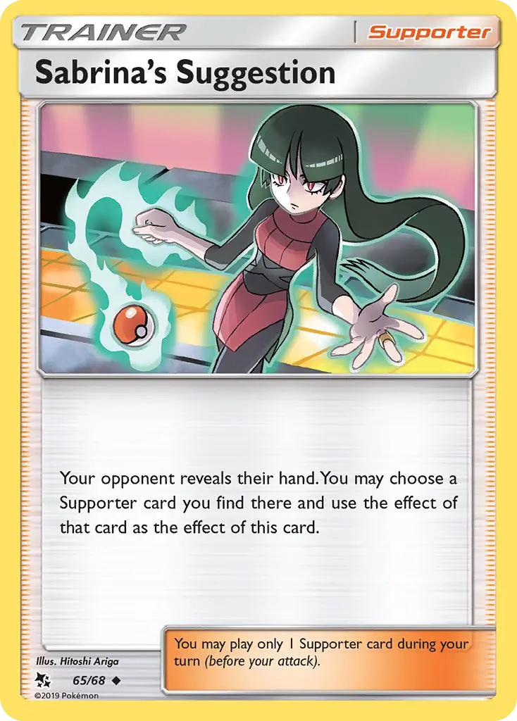 Sabrina’s Suggestion Uncommon Pokemon card #65 from Hidden Fates