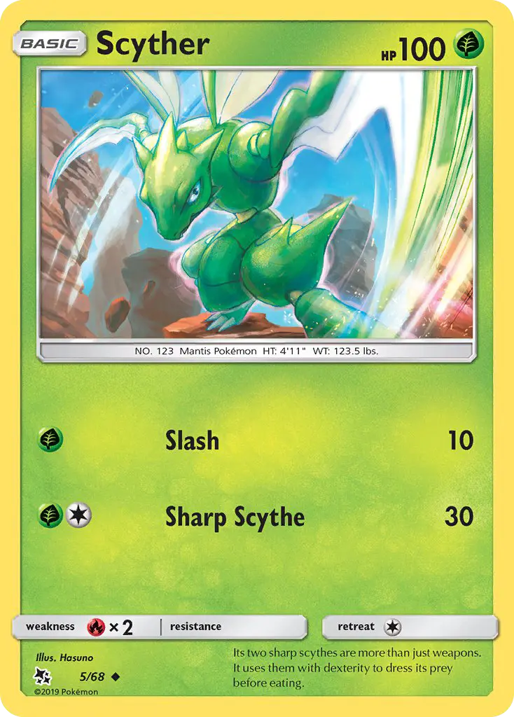Scyther Uncommon Pokemon card #5 from Hidden Fates
