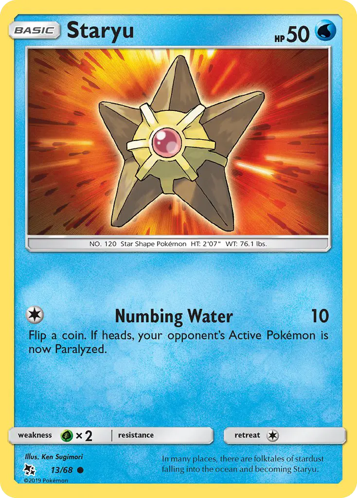 Staryu Common Pokemon card #13 from Hidden Fates