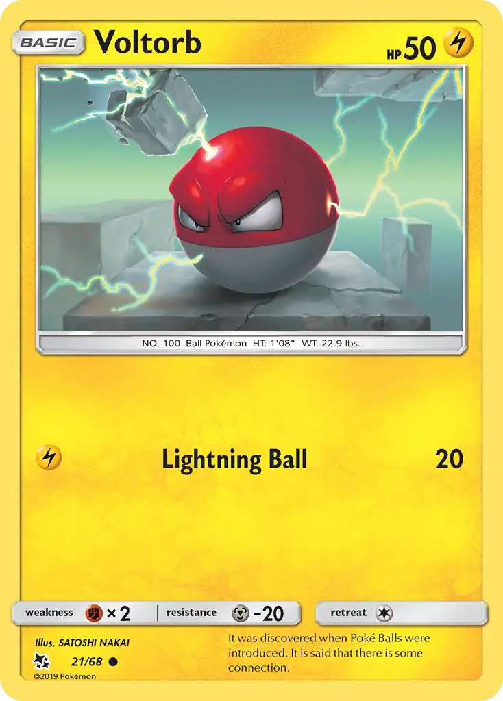 Voltorb Common Pokemon card #21 from Hidden Fates