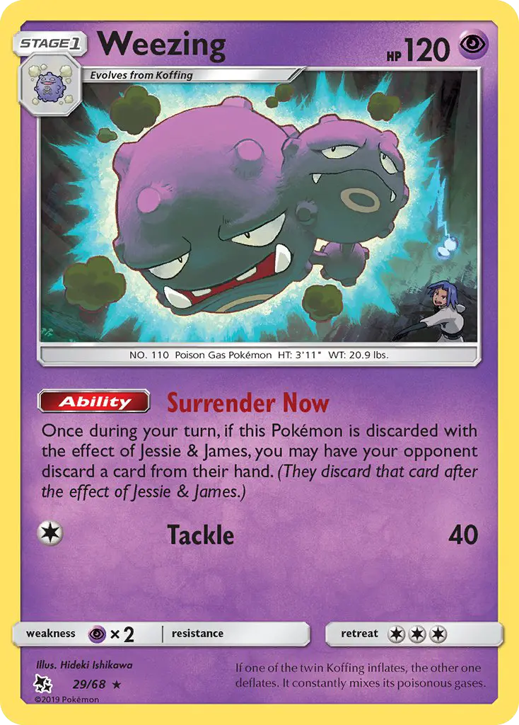 Weezing Rare Pokemon card #29 from Hidden Fates