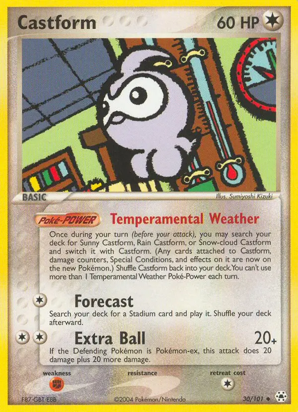 Castform Uncommon Pokemon card #30 from Hidden Legends