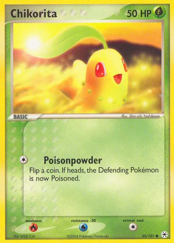 Chikorita Common Pokemon card #55 from Hidden Legends