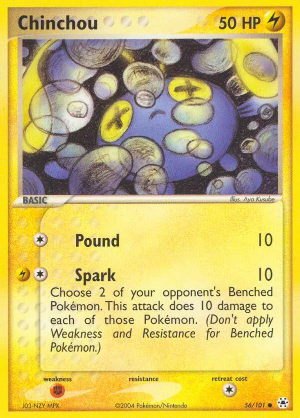 Chinchou Common Pokemon card #56 from Hidden Legends