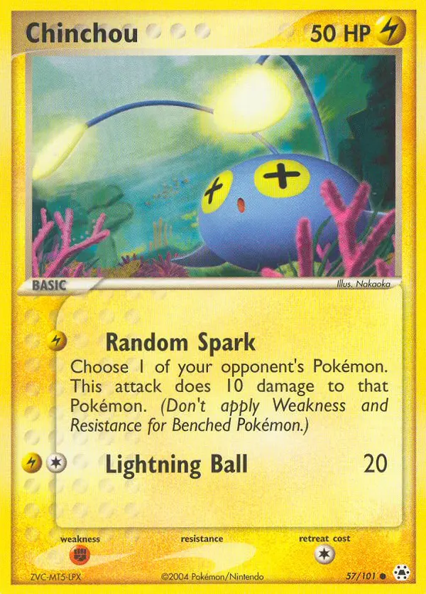 Chinchou Common Pokemon card #57 from Hidden Legends
