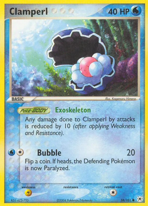 Clamperl Common Pokemon card #58 from Hidden Legends
