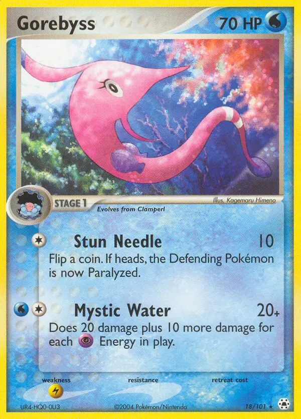 Gorebyss Rare Pokemon card #18 from Hidden Legends
