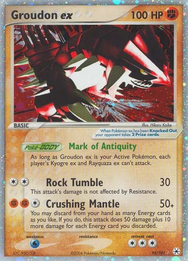 Groudon ex Rare Pokemon card #93 from Hidden Legends