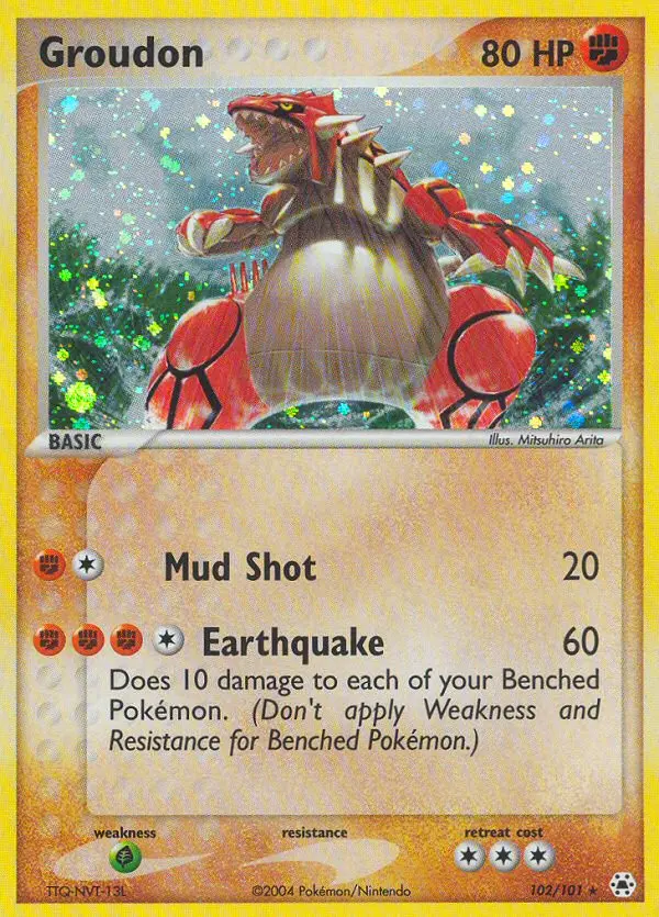 Groudon Rare Pokemon card #102 from Hidden Legends