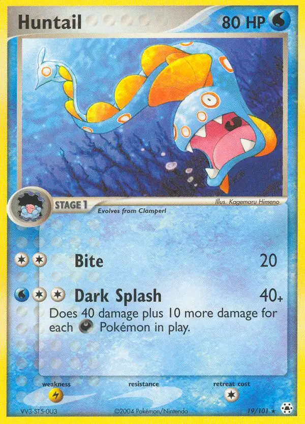 Huntail Rare Pokemon card #19 from Hidden Legends
