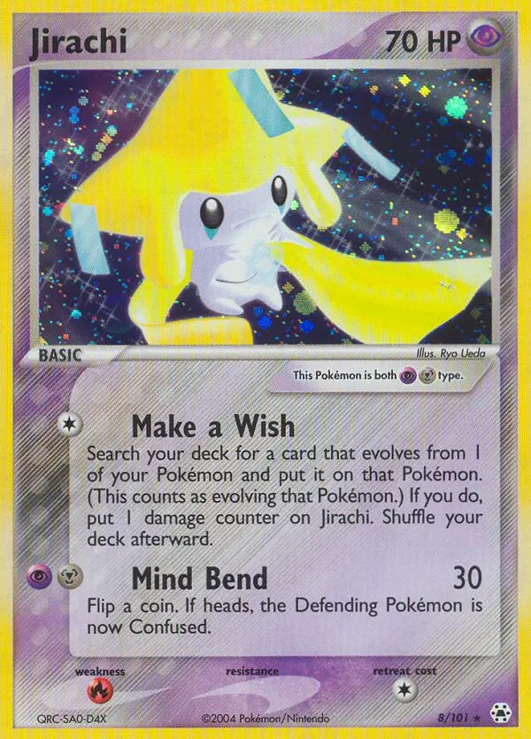 Jirachi Rare Pokemon card #8 from Hidden Legends