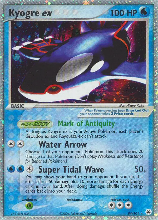 Kyogre ex Rare Pokemon card #94 from Hidden Legends