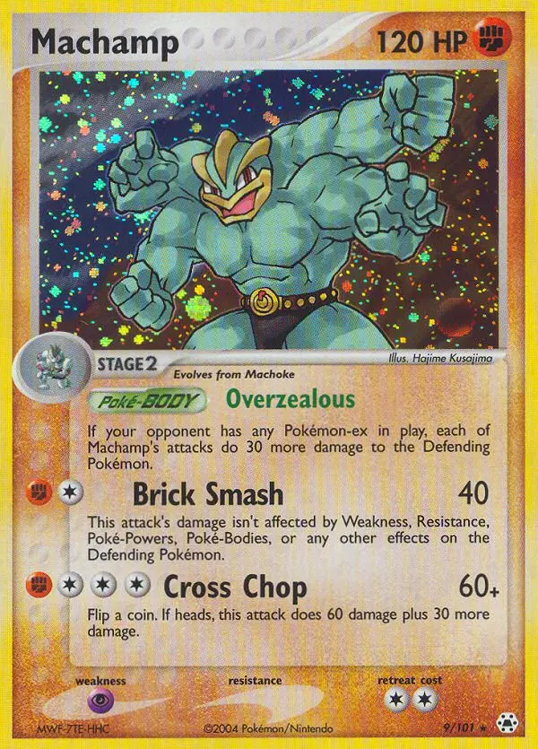 Machamp Rare Pokemon card #9 from Hidden Legends
