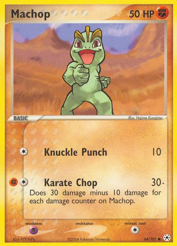 Machop Common Pokemon card #64 from Hidden Legends