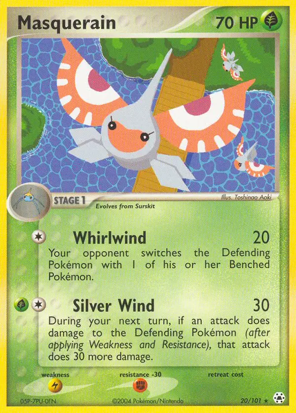 Masquerain Rare Pokemon card #20 from Hidden Legends