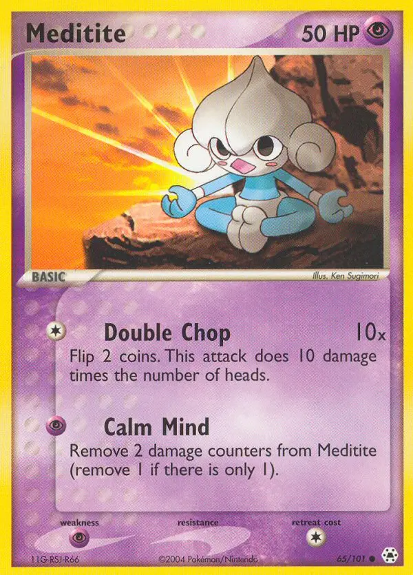 Meditite Common Pokemon card #65 from Hidden Legends