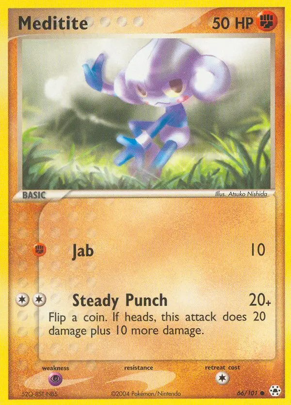 Meditite Common Pokemon card #66 from Hidden Legends