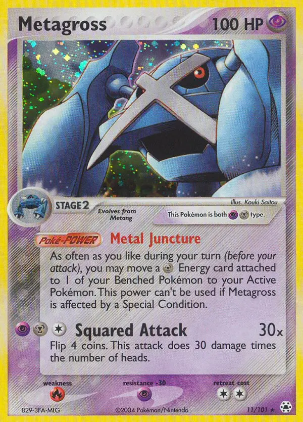 Metagross Rare Pokemon card #11 from Hidden Legends