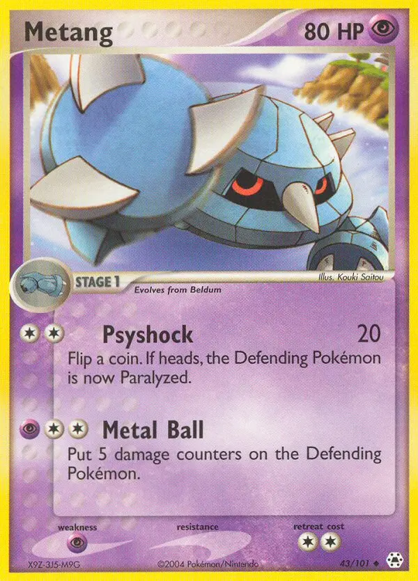 Metang Uncommon Pokemon card #43 from Hidden Legends