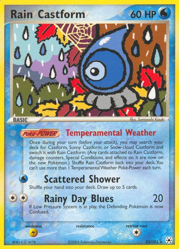 Rain Castform Rare Pokemon card #23 from Hidden Legends